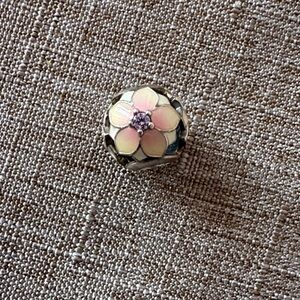 Pandora Silver and Pink Floral Charm
